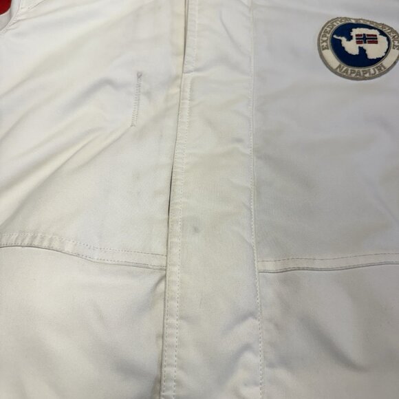 Napapijri Geographic Expedition Team Jacket Winter Coat Parka Mens Large White - Picture 5 of 16